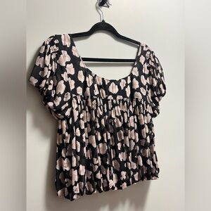 Free People Black and Pink Blouse